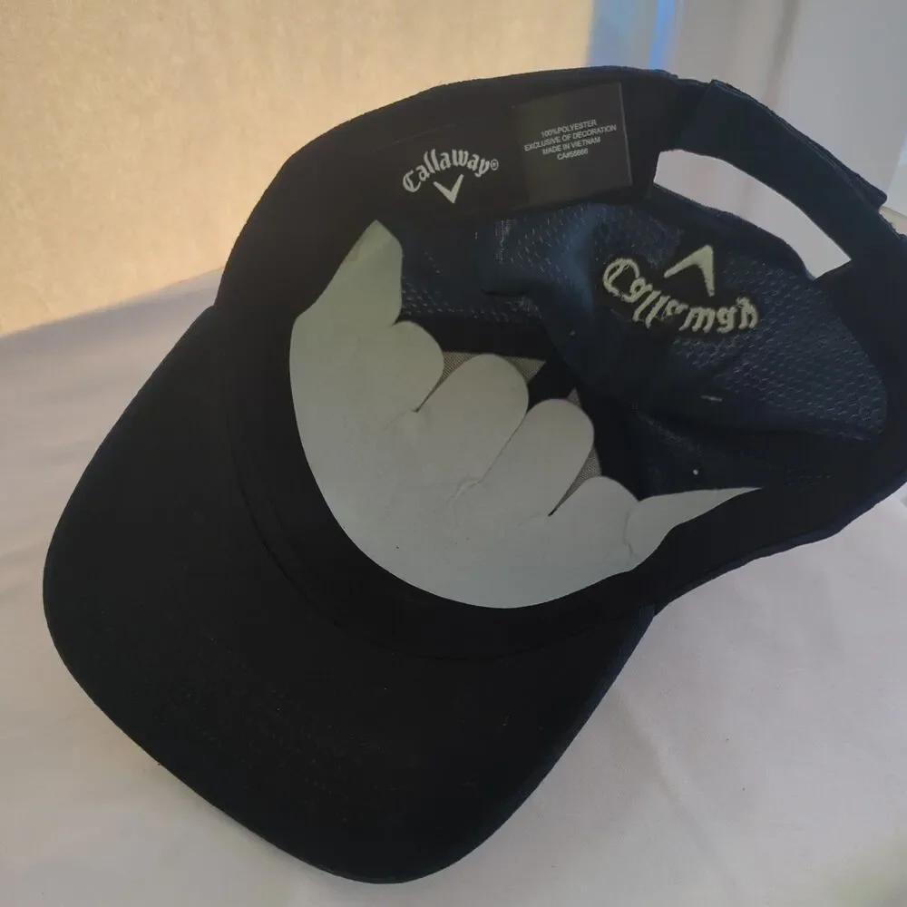 Callaway Strapback Hat Black One Size Adjustable Solid Vent Holes